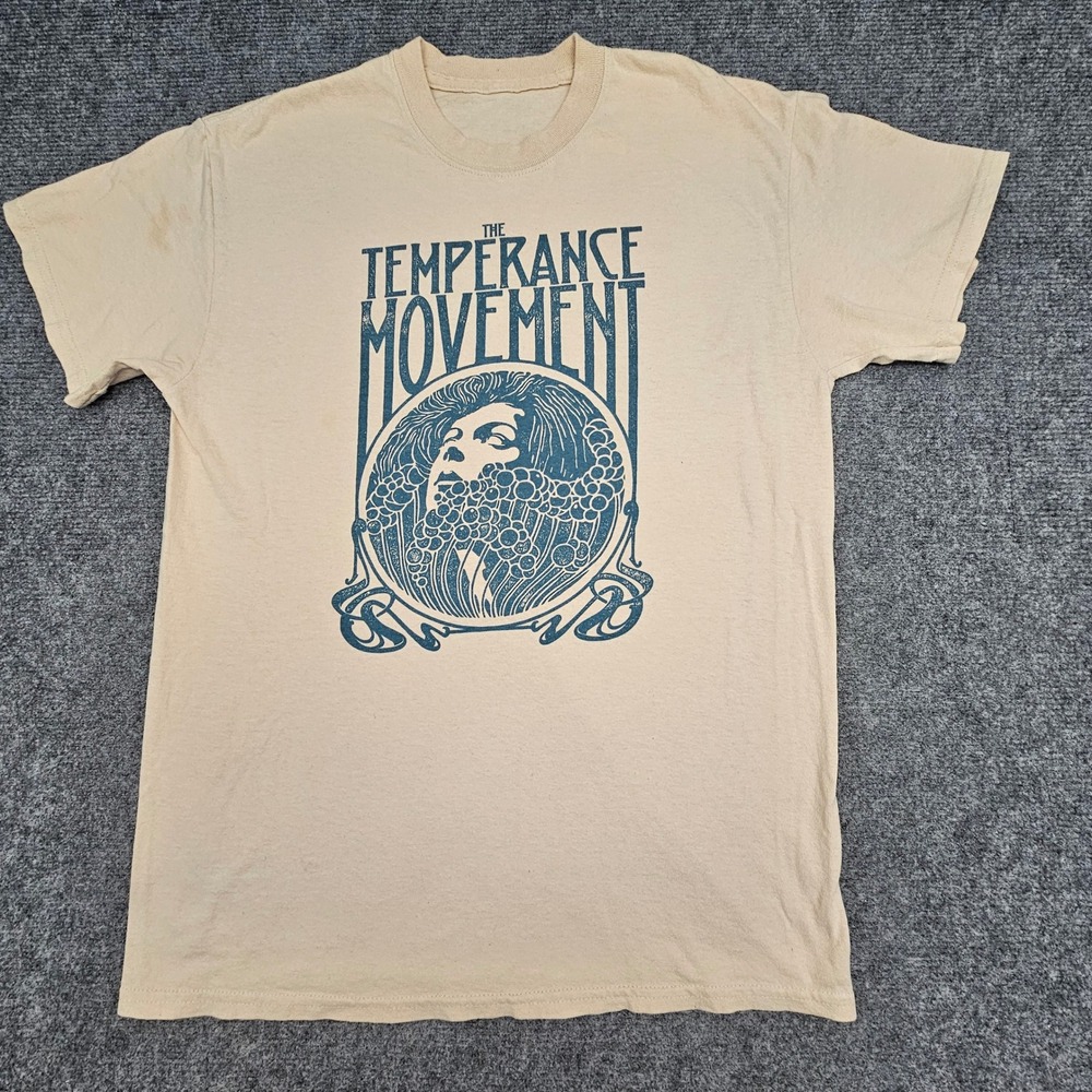 The Temperance Movement Band T-Shirt Mens Medium Beige Retro Rock Tee